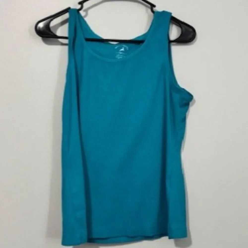 USED Woman's White Stag No Sleeve Tank Top Color Teal Size Large (12-14)